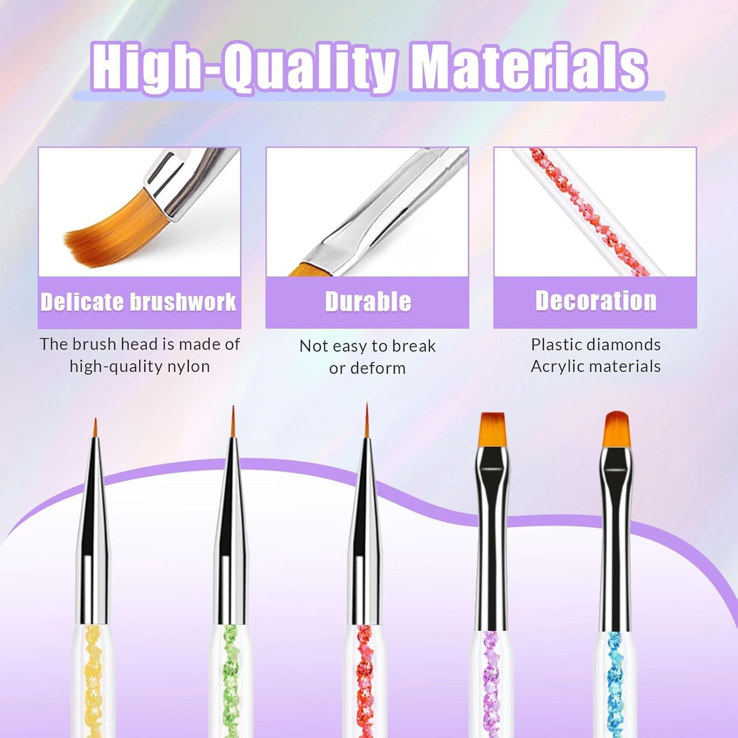 Sullarpek 6 Stück Nagel Pinsel, Nail Art Pinsel, Pinsel Nageldesign, Nagel Pinsel Set, Nail Art Dotting Tools Mit 1 Sponge Brush Applikator, Nageldesign Zubehör Für DIY Nail Art Design