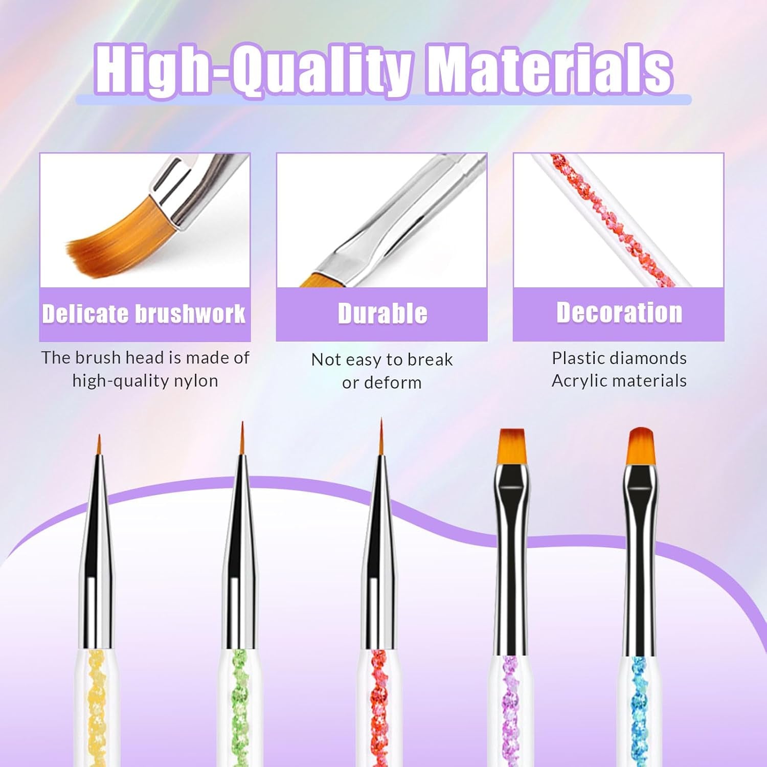 Sullarpek 6 Stück Nagel Pinsel, Nail Art Pinsel, Pinsel Nageldesign, Nagel Pinsel Set, Nail Art Dotting Tools Mit 1 Sponge Brush Applikator, Nageldesign Zubehör Für DIY Nail Art Design