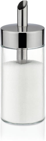 Tescoma glazen shaker, geborsteld roestvrij staal, ideaal voor witte/bruine suiker, 225 ml