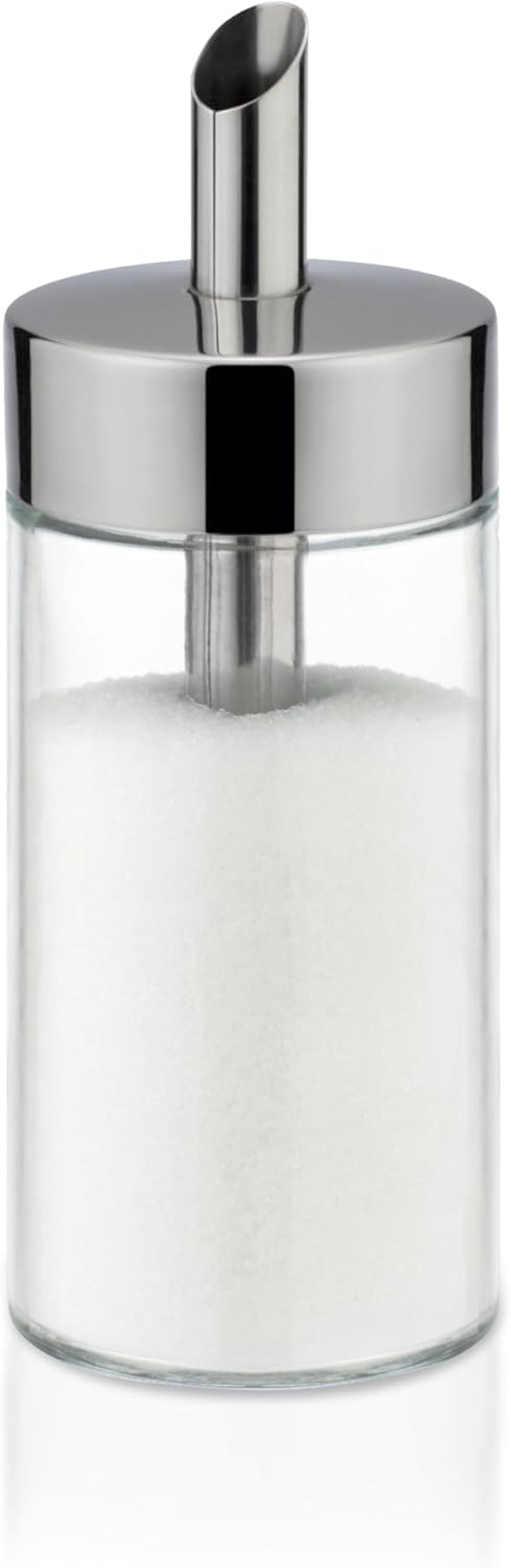 Tescoma glazen shaker, geborsteld roestvrij staal, ideaal voor witte/bruine suiker, 225 ml
