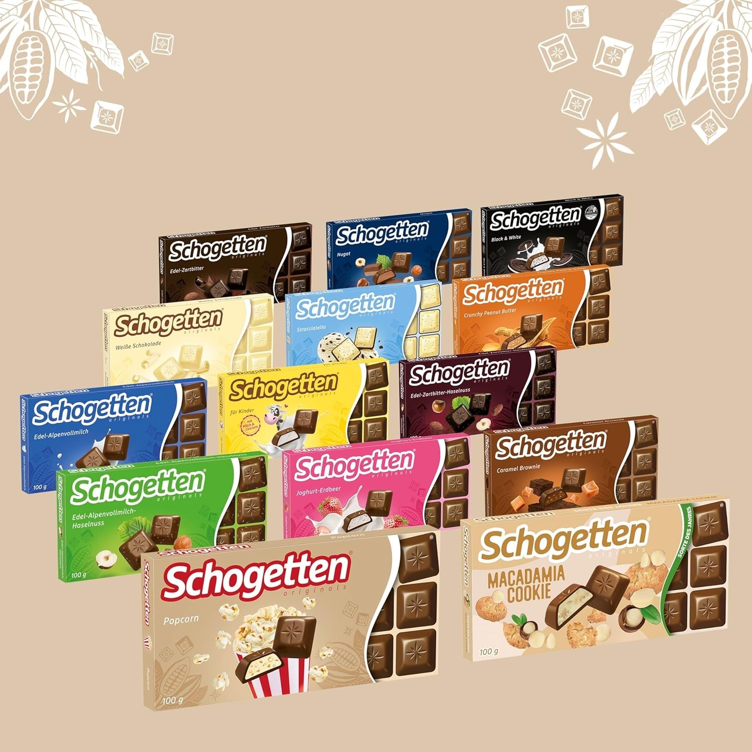 Schogentten popcorn 1 chocoladereep x 100 g, melkchocolade met popcorn en stukjes maïs, praktische losse stukjes. Een delicatesse. Stuk voor stuk.