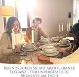 48-delige serviesset van keramiek voor 12 personen, Ibiza-design, TESTWINNAAR. Een prachtig mediterraan servies van keramiek, steengoed, inclusief kommen en borden. Pure Living serviesset, beige.