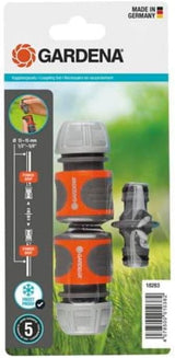 Gardena Koppelingsset: Slangkoppeling voor 13 mm (1/2 inch) en 15 mm (5/8 inch) verlenging, zelfs onder hoge waterdruk, eenvoudige montage (18283-20)