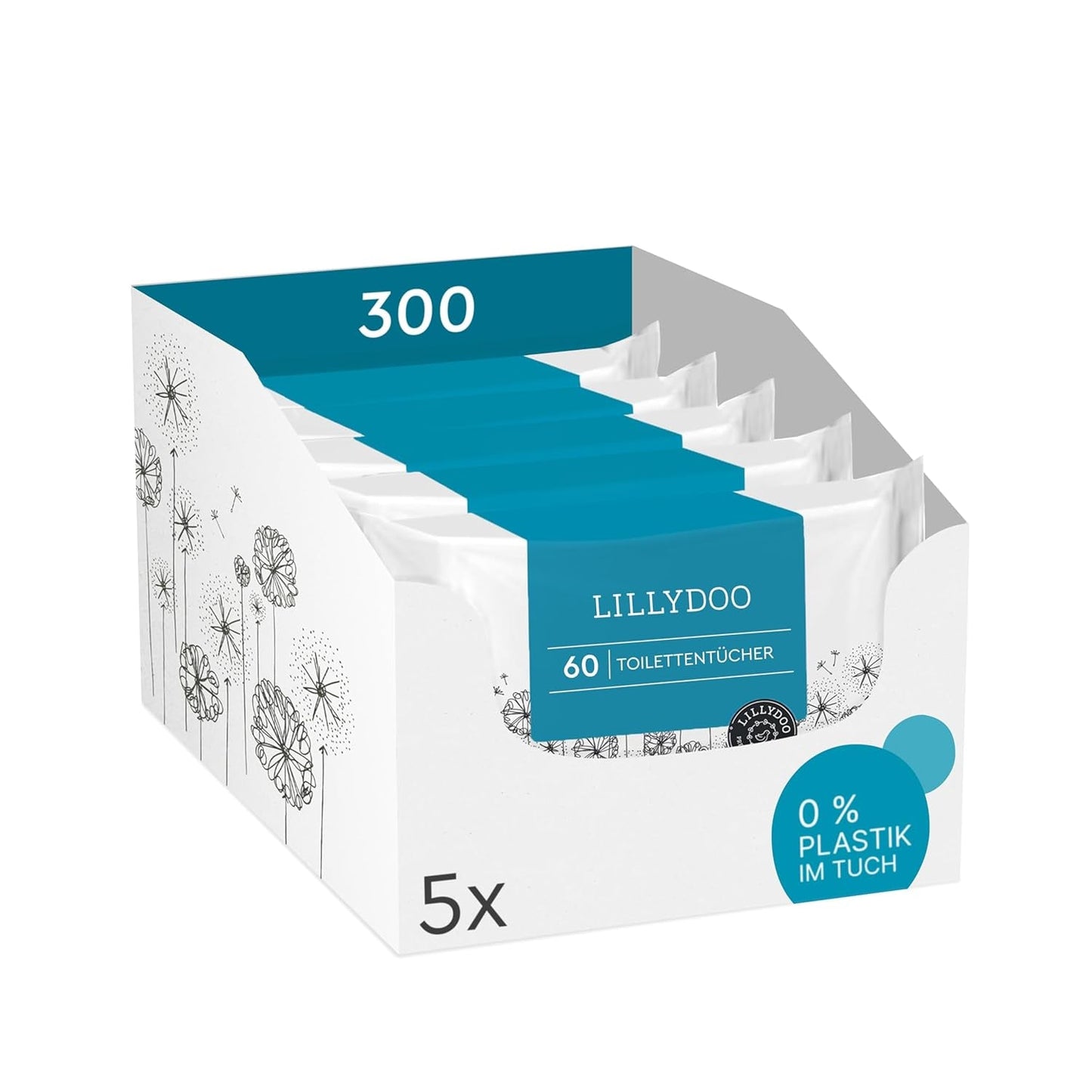 LILLYDOO Toiletdoekjes 720 stuks (12 x 60) 100% plasticvrij Doorspoelbare doekjes Geurvrij