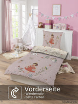 Skybrands Bettwäsche Prinzessin 135X200 [Mit Beutel] Einhorn Mädchen Bettwäsche Baumwolle 2 TLG. 1X Bettbezug 1X Kissenbezug Naty-winkel