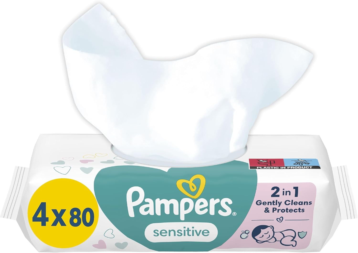 Pampers Sensitive babydoekjes, 15 stuks van 80 doekjes, 1200 babydoekjes, 2-in-1 zachte reiniging en huidbescherming