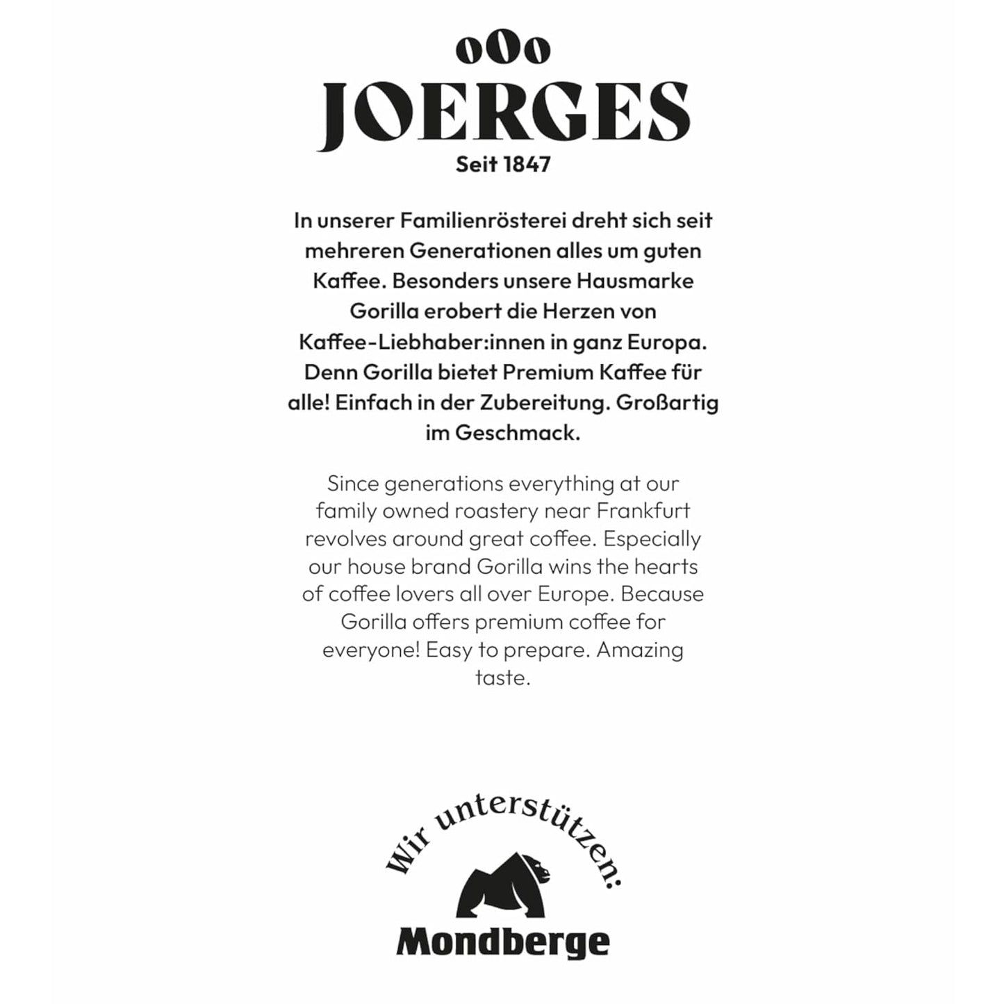 Gorilla Espresso Bar Crema koffiebonen - 12 pakjes van elk 1000 g
