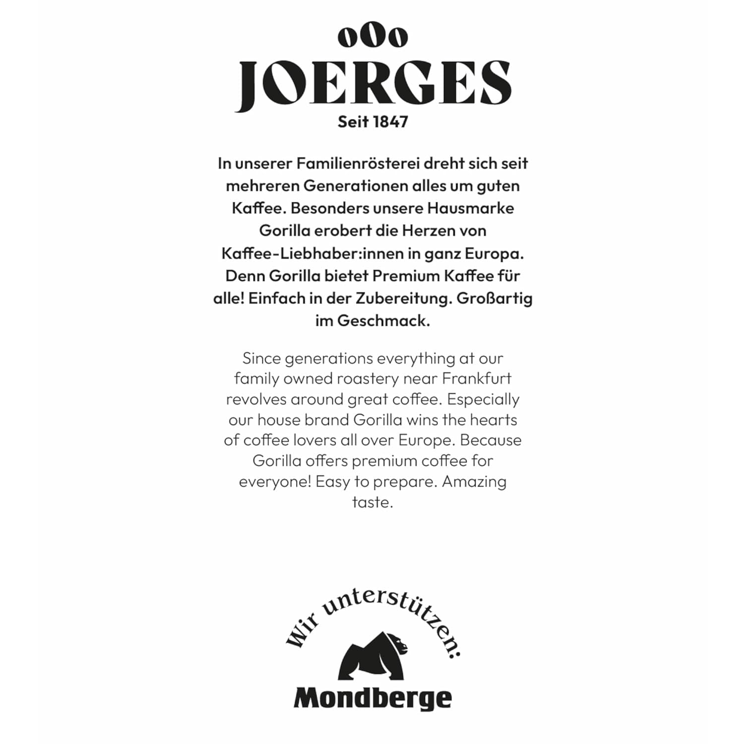 Gorilla Espresso Bar Crema koffiebonen - 12 pakjes van elk 1000 g