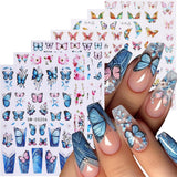 GZMAYUEN 12 kleuren Franse nagelstickers 3D Franse kleurverloop nagelstickers Zelfklevende nagelontwerp Nagelaccessoires