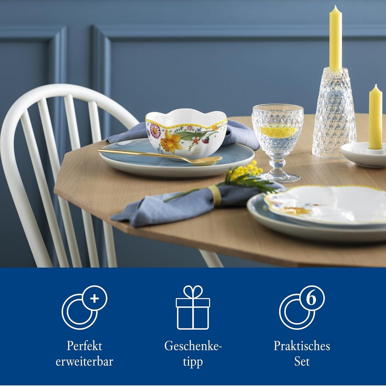 Villeroy & Boch - Spring Awakening Ontbijtset voor 2, 6-delig, Paasserviesset, Ontbijt, Pasen, Koffieservies, Lenteservies, Porselein