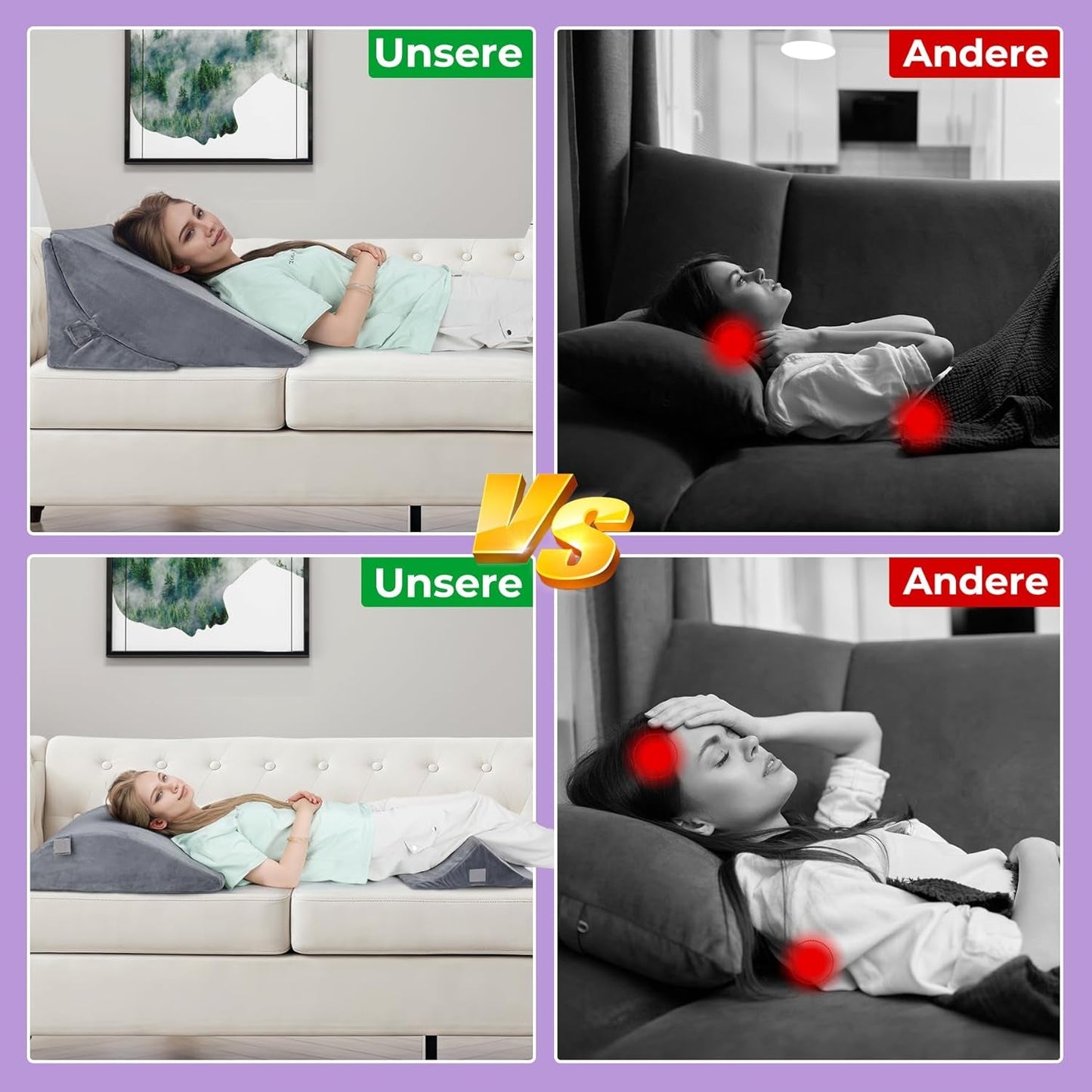 Verstelbaar verenkussen met hoge dichtheid, ergonomisch rugkussen voor bed en bank, anti-reflux leeskussen voor slapen, spelen, tv kijken (zwaar)