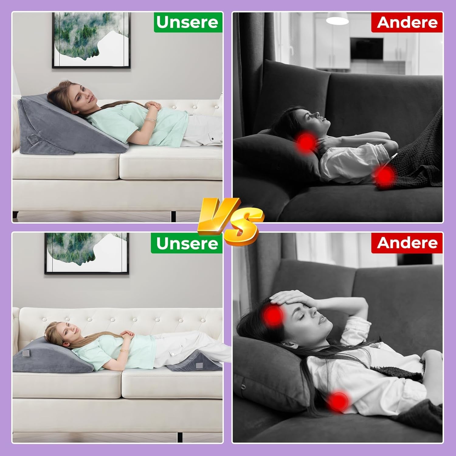 Verstelbaar verenkussen met hoge dichtheid, ergonomisch rugkussen voor bed en bank, anti-reflux leeskussen voor slapen, spelen, tv kijken (zwaar)