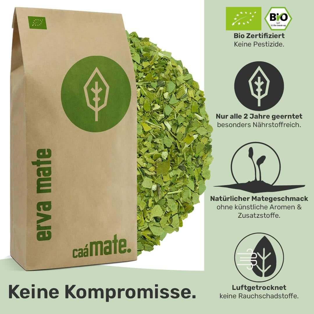 Mate thee proefset ● 4 soorten biologische Mate thee ● 100 g elk Erva Mate + Yerba Mate + Groene Mate thee + Geroosterde Mate thee