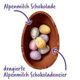 Milkshake Me Egg – chocolade-ei gevuld met mini gekleurde eieren van alpenmelkchocolade – 97g