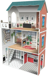 Soho-Madera Design poppenhuis van 3 verdiepingen met 8 meubelstukken, afmeting 120 x 33 x 75 cm (913D00181) Naty Shop poppenhuizen Standaardtitel
