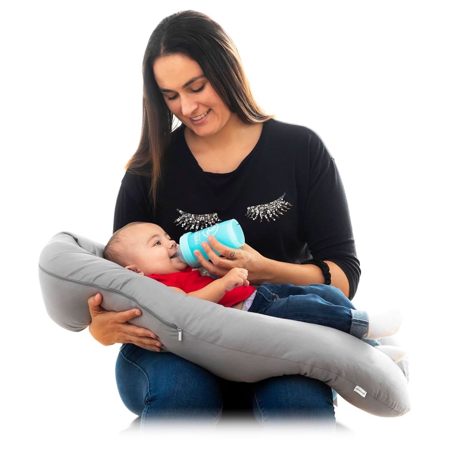 Innovagoods - Multifunctioneel voedingskussen, Ergonomisch ontwerp voor de ontspanning van moeder en kind, Verstelbaar voor verschillende posities, Wasbaar, Gekleurd, Polykatoen Accessoires Voeding en Borstvoeding Baby Naty Shop