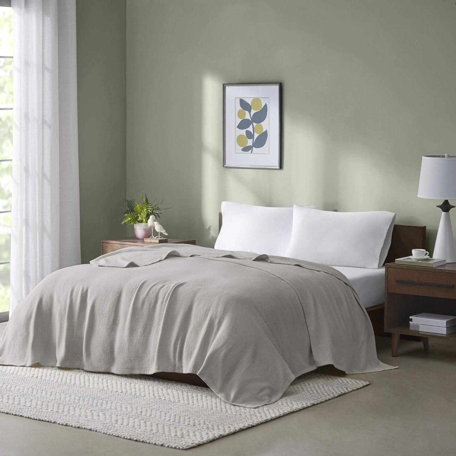 Madison Park Freshspun Wicker Twin grijze katoenen deken Madison Park bedden en dekens