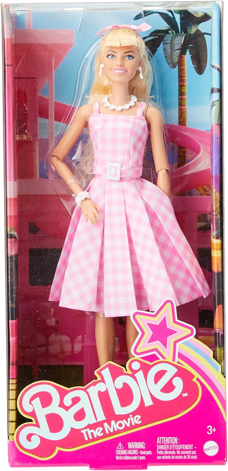 Barbie pop de filmpop in roze en witte jurk en madeliefjeketting Margot Robbie verzamelspeelgoed voor 3 jaar oud HPJ96