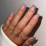 Korte Franse tip nepnagels - 30 stuks zwarte nagels om op korte vierkante nagels te lijmen, Franse tip nepnagels met lijm, vierkante kunstnagels set voor dames