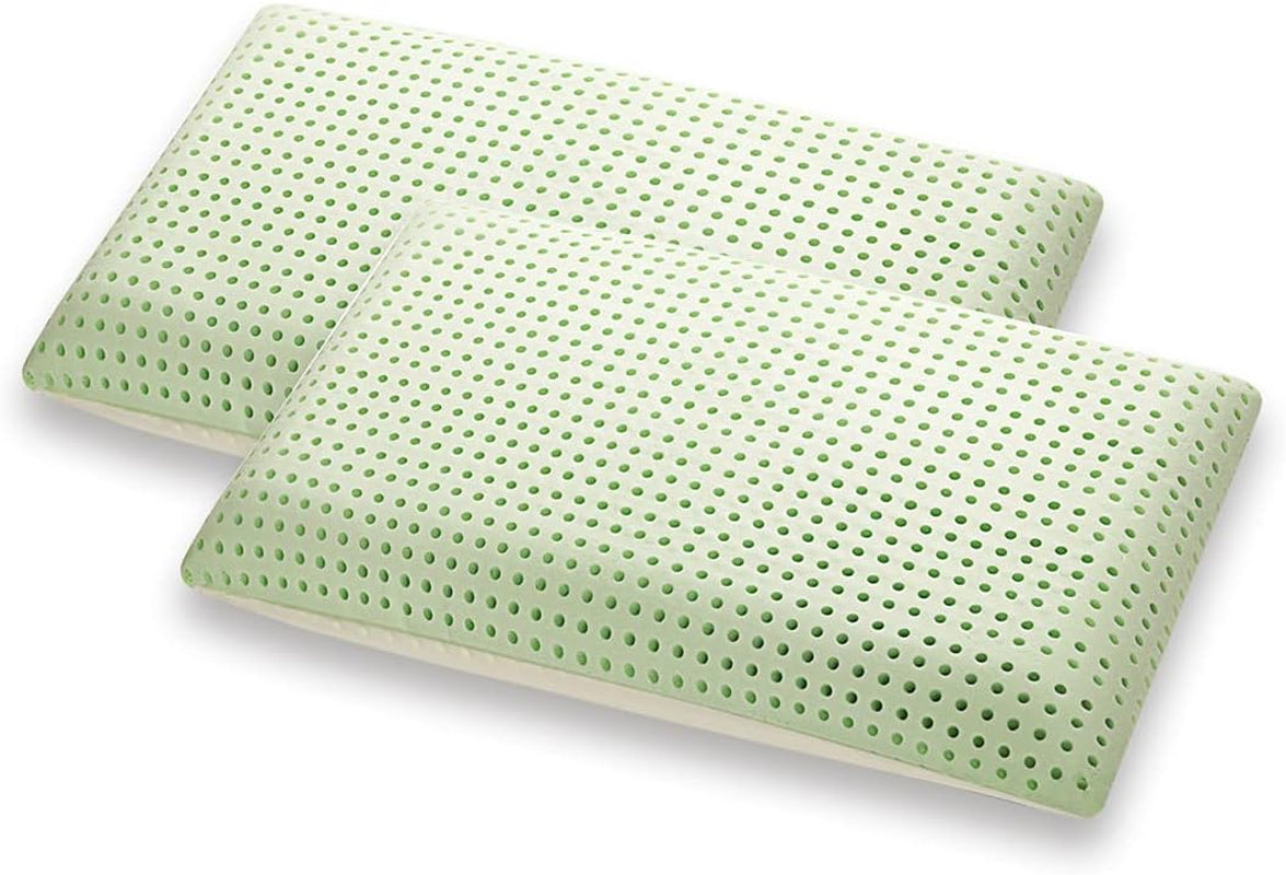 Orthopedisch neksteunkussen - Biologisch Aloë - Aloë Vera Visco-elastisch kussen 14 cm hoogte 100% katoenen hoes Visco kussen - Memory Foam Kussen - Gemaakt in Italië Naty Shop Standaardkussens 2 stuks (1 pak)