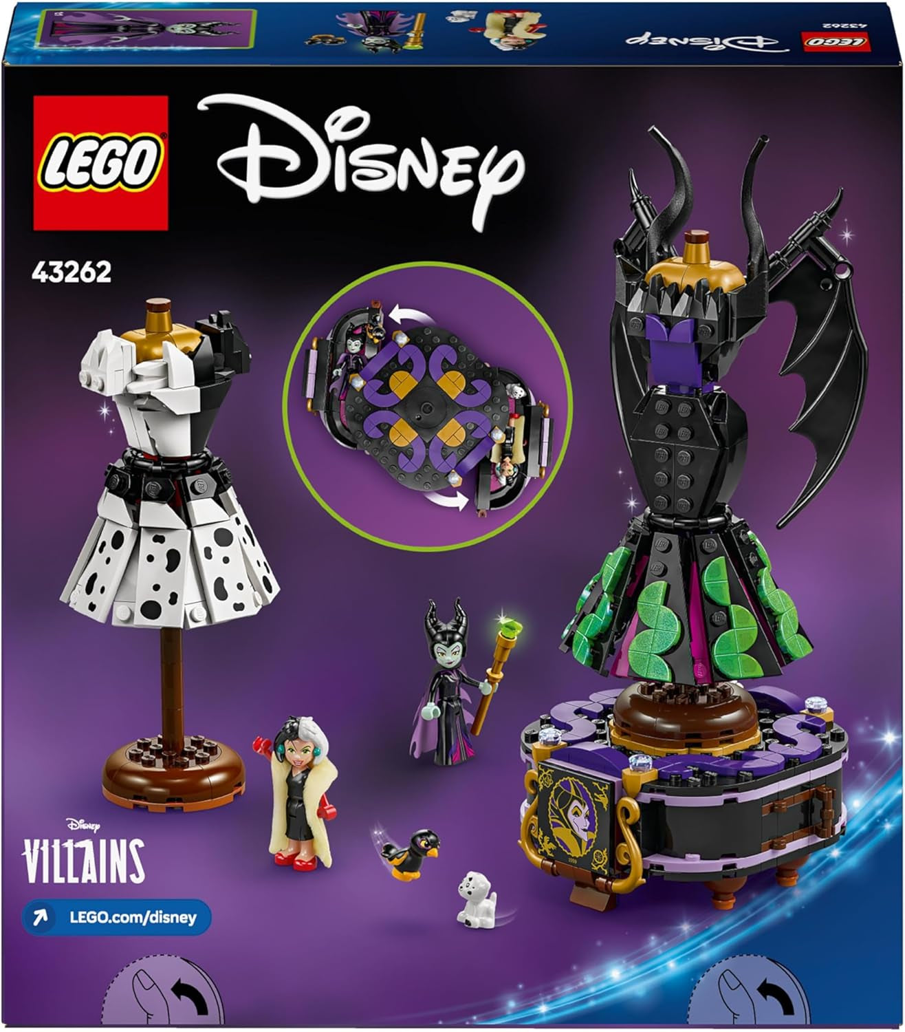 LEGO Ç€ Disney Villains The Dresses Of Maleficent en Cruella De Vil - Speelgoed voor jongens en meisjes vanaf 9 jaar - Incl. 2 minipoppetjes en 2 dierenfiguren - Verjaardagscadeau voor fans 43262 Bouwsets Besuche in LEGO-Store