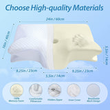 HOMCA Nekkussen Orthopedisch kussen 2 in 1 Memory Foam Kussen Neksteunkussen Ergonomisch hoofdkussen voor rug-, zij- en buikpijn 60 X 13/11 X 40 cm Naty Shop Cervicale orthopedische kussens