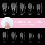 Soorten nagels, 500 stuks kunstmatige acryl valse nageltips met opbergdoos voor nagelsalons en doe-het-zelf nagelkunst voor thuis, 10 maten