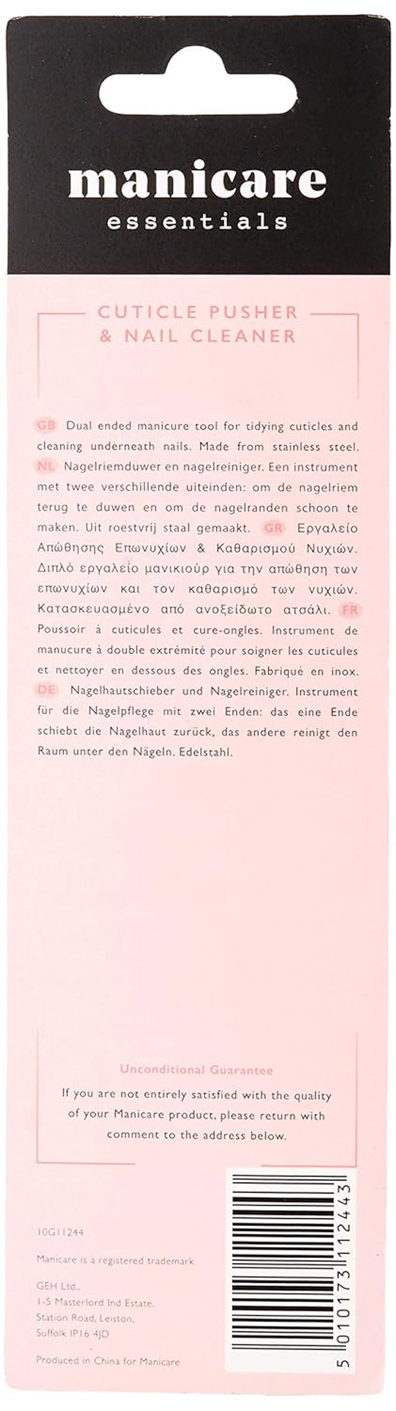 Nagelriemschuiver en nagelreiniger, professioneel manicure-/pedicuregereedschap, dubbelkoppig roestvrij staal, perfect voor overgroeide nagelriemen, reinigt onder/rond de nagel, verwijdert nagellak