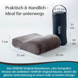 TEMPUR Memory Foam reiskussen, ergonomisch nekkussen, inclusief draagtas, antraciet, afmetingen 25 x 31 x 10/7 cm