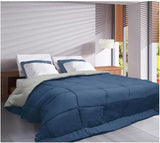 Poyet Motte Wasbaar dekbed met vaste hoes - 140X200 Cm - Petrolblauw/mastiekbeige Dekbedden en dekbedden Naty Shop