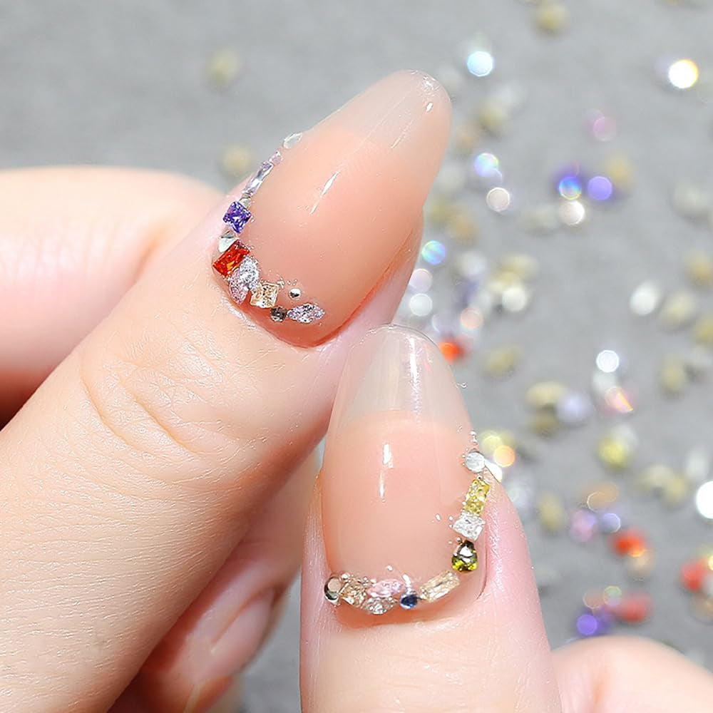 2000 stuks Bunte Strasssteine ​​Nägel Glitzersteine ​​nagelbedels Nailart Edelsteine ​​nagelsteen Glitzer Steine ​​nagelbedels Nägel Zubehör Kristalle Diamant Nageldesign Strass Nail Art Rhinestones Nail Gems