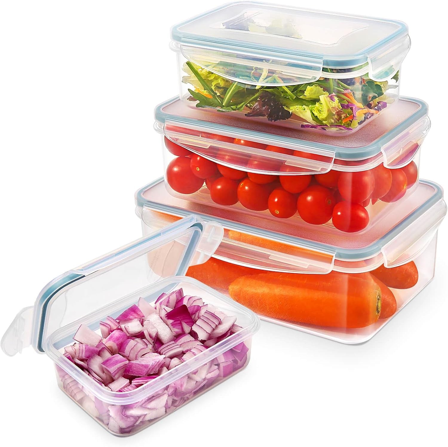 YASHE Voedselopslagpot met deksel 12-delige plastic voorraadpotset BPA-vrij 100% lekvrij Stapelbare doorzichtige voedselopslagdozen Naty Shop Mb-04-4 Stuks