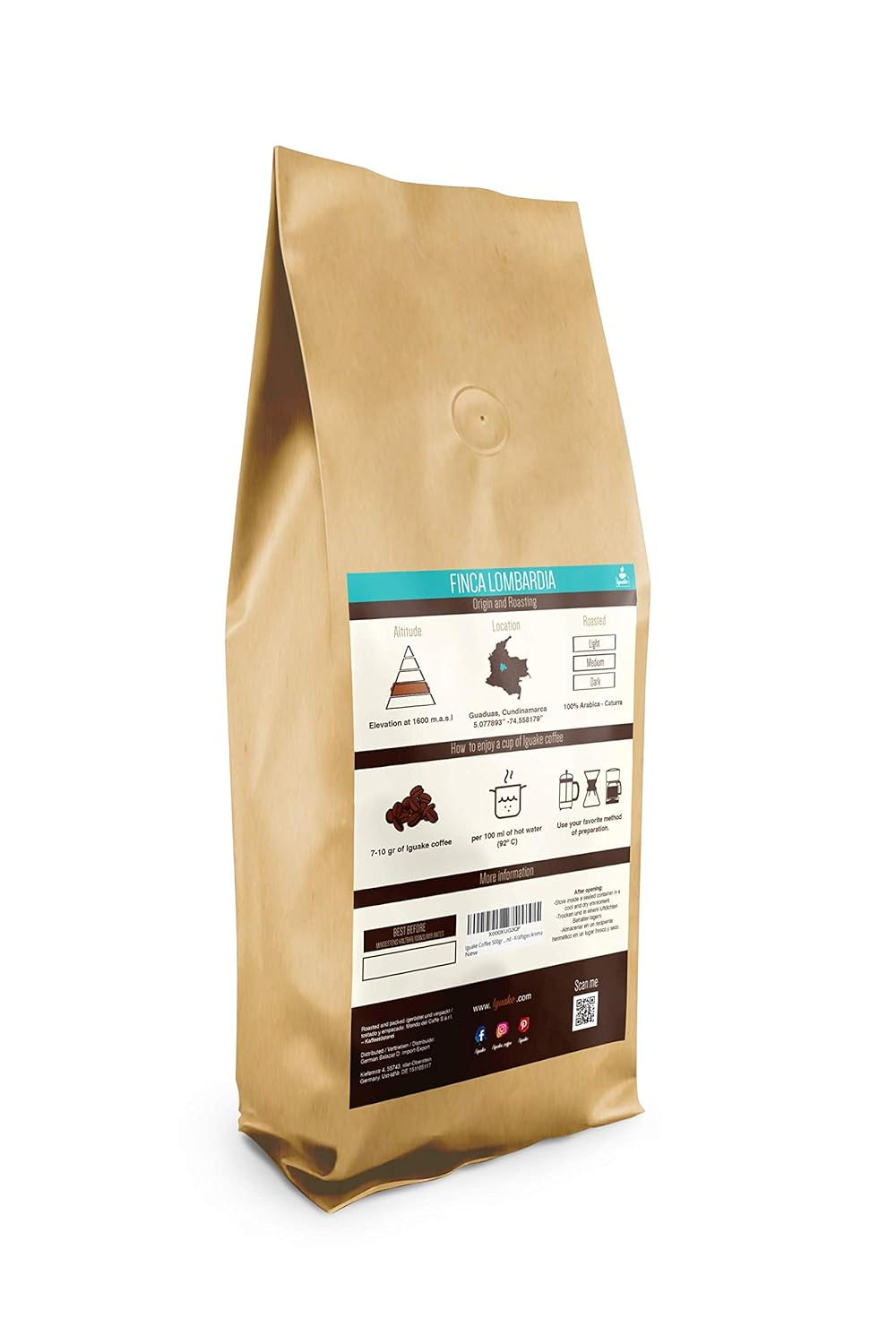 Iguaque Koffie 1000gr | Premium Kaffeeganze Bohnen 100% Arabica uit Colombia | Familiebetrieb - Single Origin Kaffeebohnen - Nachhaltige eigene Plantage im Hochland - Kräftiges Aroma