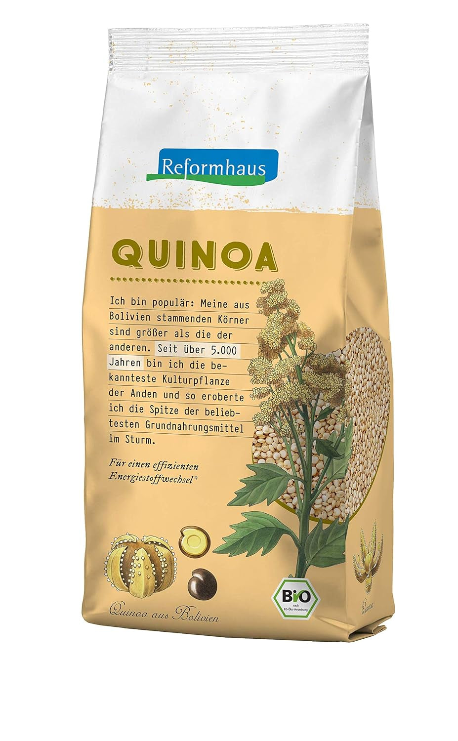 Hele witte quinoa, glutenvrij, biologisch, 500g