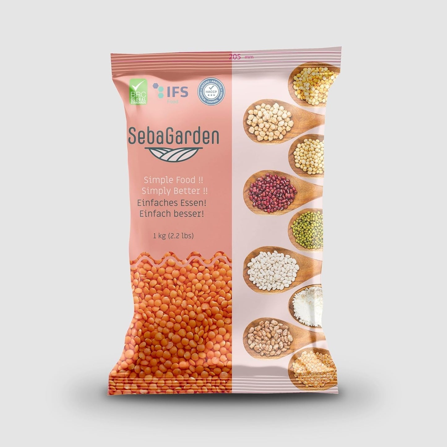Seba Garden Rode Linzen 1kg - Premium hele linzen uit Canada - Massor Dal, niet-GMO, rijk aan eiwitten, rijk aan vezels - geheel natuurlijk, veganistisch, glutenvrij, ideaal voor soepen en curry's