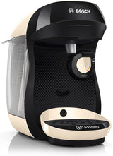 Bosch Tassimo Happy Friendly TAS107E Capsule-espressomachine, 70+ dranken, geschikt voor alle kopjes, auto-stop, duurzaam, perfecte dosering, ruimtebesparend, 1400W, crème/zwart