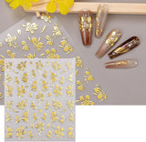 JMEOWIO Nagelsticker Goldene Blumen 8 Blatt Nail Art Sticker Selbstklebend Nagelaufkleber Decoratie Nageldesign Zubehör