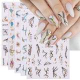 Jmeowio JMEOWIO Nagelsticker Marmor Französische Spitze 10 Blatt Nail Art Sticker Selbstklebend Nagelaufkleber Bunt Decoratie Nageldesign Zubehör