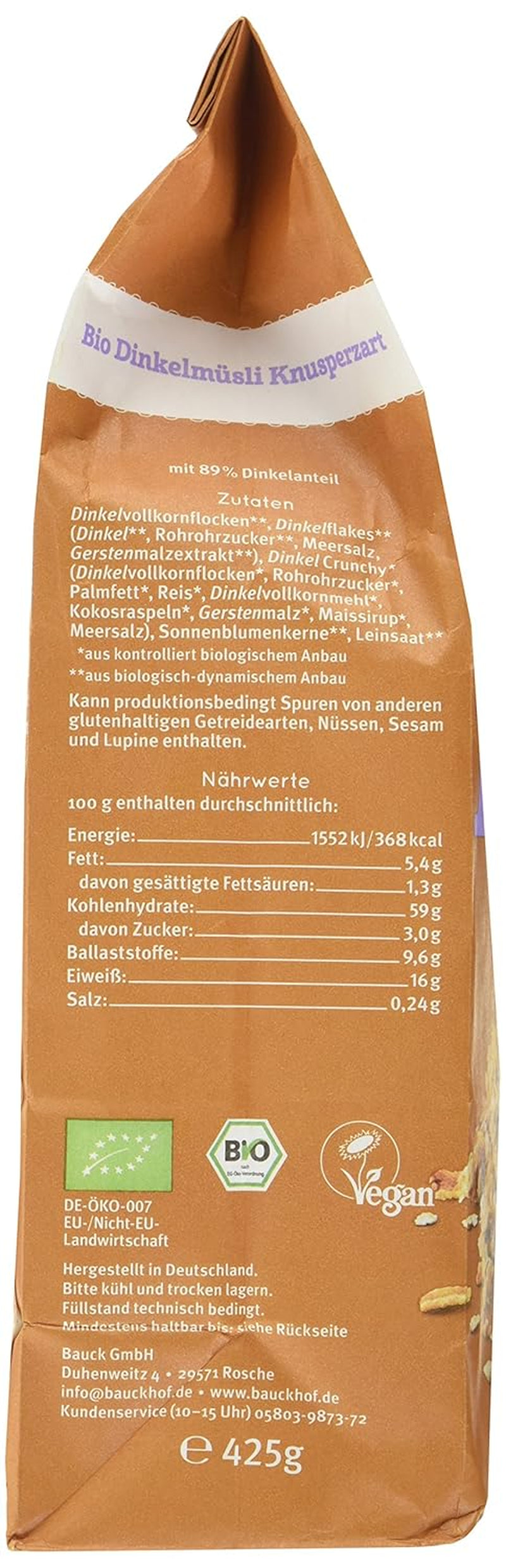 Krokante Hof Speltmuesli (1 x 425 g) Verpakking van 1