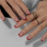 Korte Franse tip nepnagels - 30 stuks zwarte nagels om op korte vierkante nagels te lijmen, Franse tip nepnagels met lijm, vierkante kunstnagels set voor dames