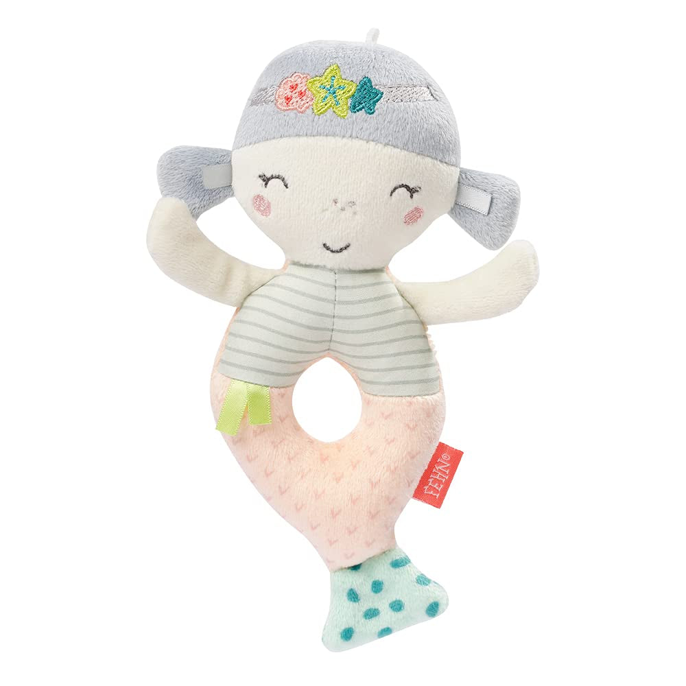 Fehn babygrijpring schapenspeelgoed fehnNATUR - knuffel van biologisch katoen - babyspeelgoed met bel en speels leerspeeltje - gripspeelgoed voor baby's en peuters vanaf 0+ maanden Babyspeelgoed Naty Shop Zeemeermin