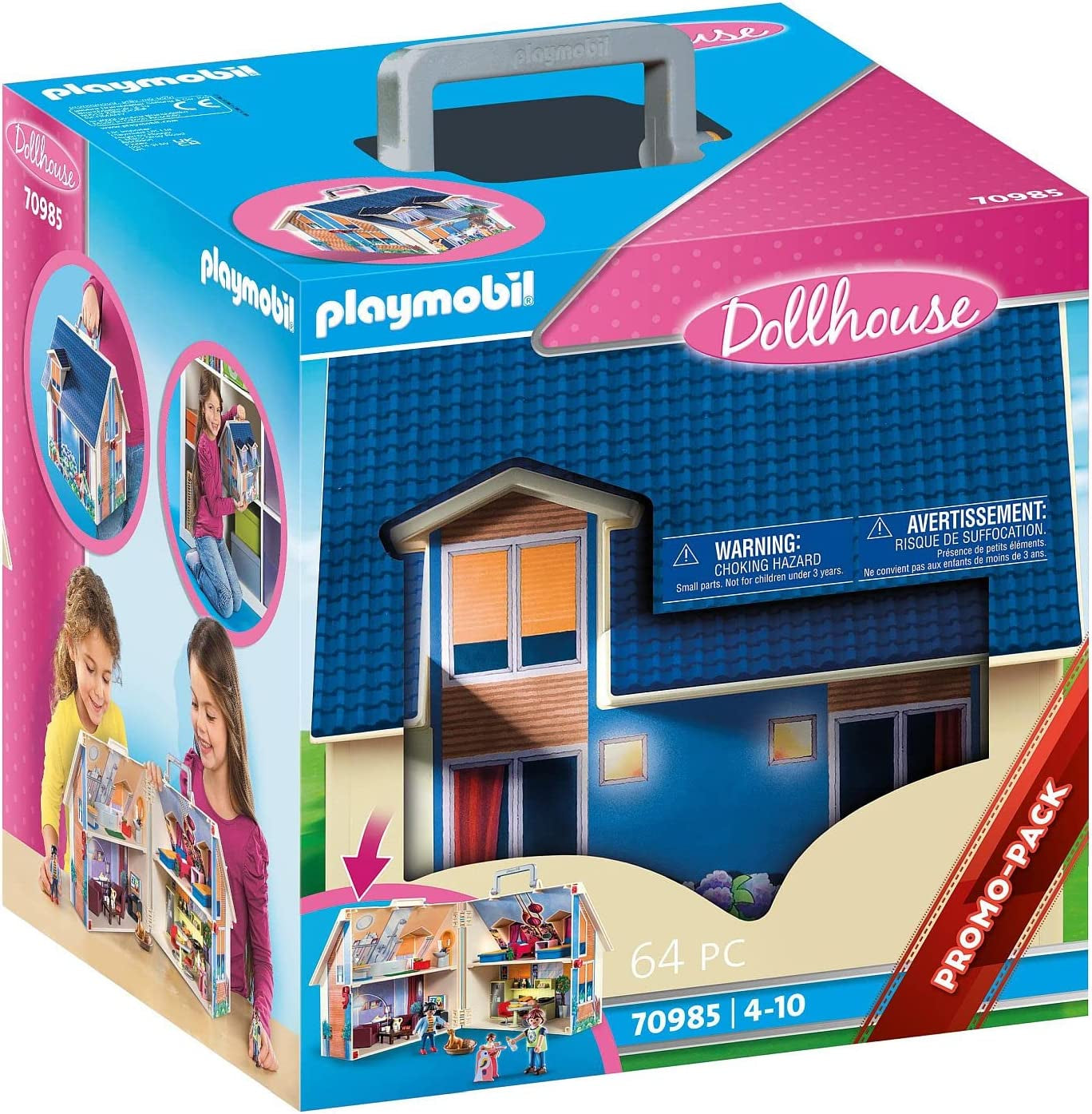 Poppenhuis 70985 Opvouwbaar poppenhuis met handvat, speelgoed voor kinderen vanaf 4 jaar en poppenhuis 70209 Tienerkamer met meisjesfiguur en accessoires, 4+
