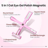 SUPWEE 5 in 1 nagelmagneetgereedschap, roze Cat Eye-magneet voor nagelmultifuncties Magnetstift DIY Magic 3D-magneetstick-pennenset Nail Art-magneetstick voor nagelkunst doe-het-zelf