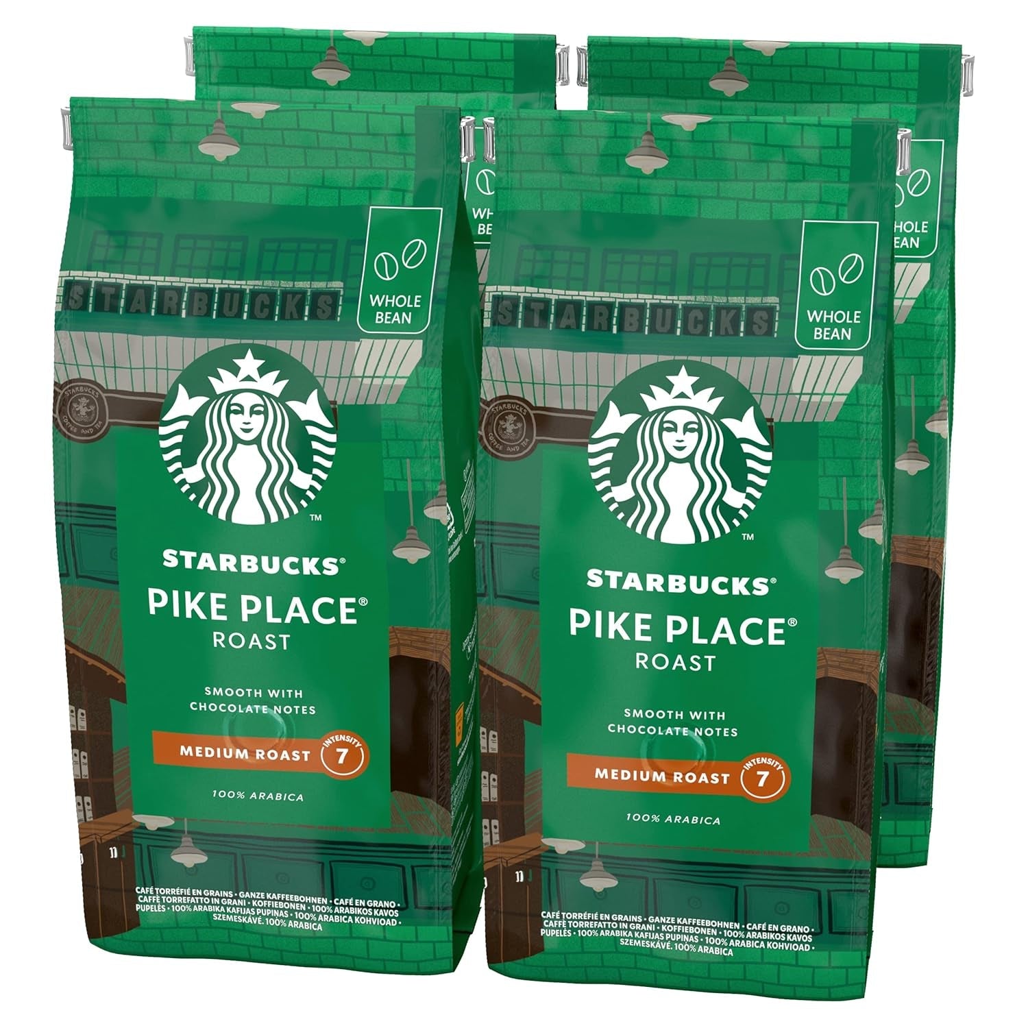 STARBUCKS Pike Place Roast, Mittlere Röstung, Ganze Kaffeebohnen 450g (4er-pakket)