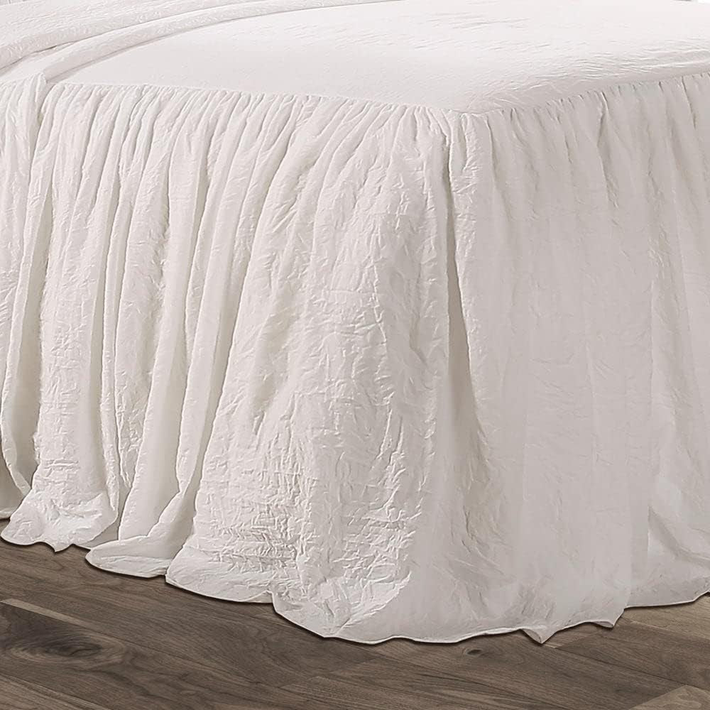 Lush Decor sprei met ruches rok, polyester, wit, tweepersoonsbed Lush Decor Bedden en Dekens