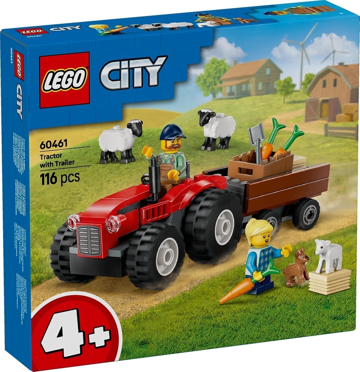 LEGO City tractor met aanhanger - Boerderijspeelgoed met tractor en dierfiguren - Montessori speelsets voor jongens en meisjes vanaf 4 jaar - cadeau met 2 minifiguren 60461 Bouwsets Besuche den LEGO-Store