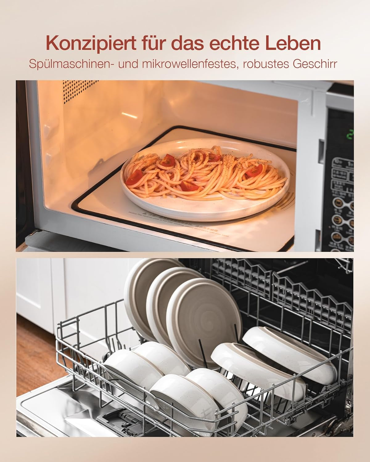 Milkyway serviesset, 18-delige serviesset, 6-persoons steengoed dinerborden, dessertborden, ontbijtgranenschalen, magnetron- en vaatwasserbestendig, wit