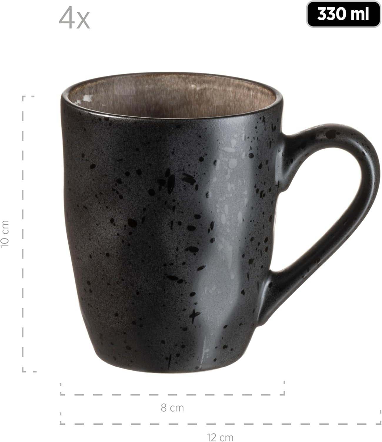MÄSER 934073 Niara Organic Series Moderne 4-persoons serviesset met spannende vintage look, 16-delig combinatieservies met een speciale combinatie van zwart en bruin glazuur, steengoed