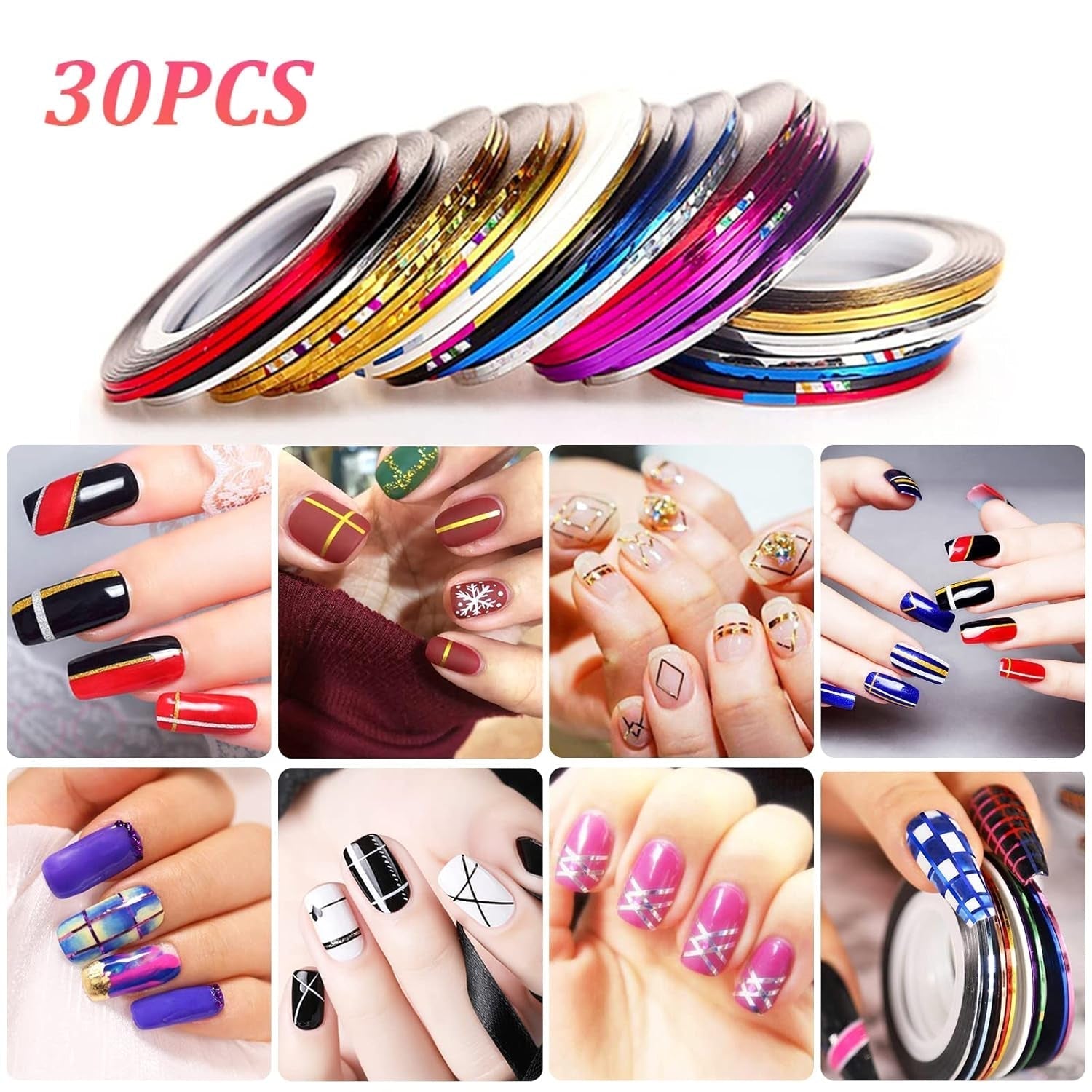 Nail Art Pinsel en decoratieset,Nail Art decoratieset,15 stuks Pinsel,5 Blätter Nagelsticker,5 stuks Dotted Pen,Strasssteine ​​​​Nägel,Ultra Dünn Nagel Pailetten voor Nagelkunst Maniküre