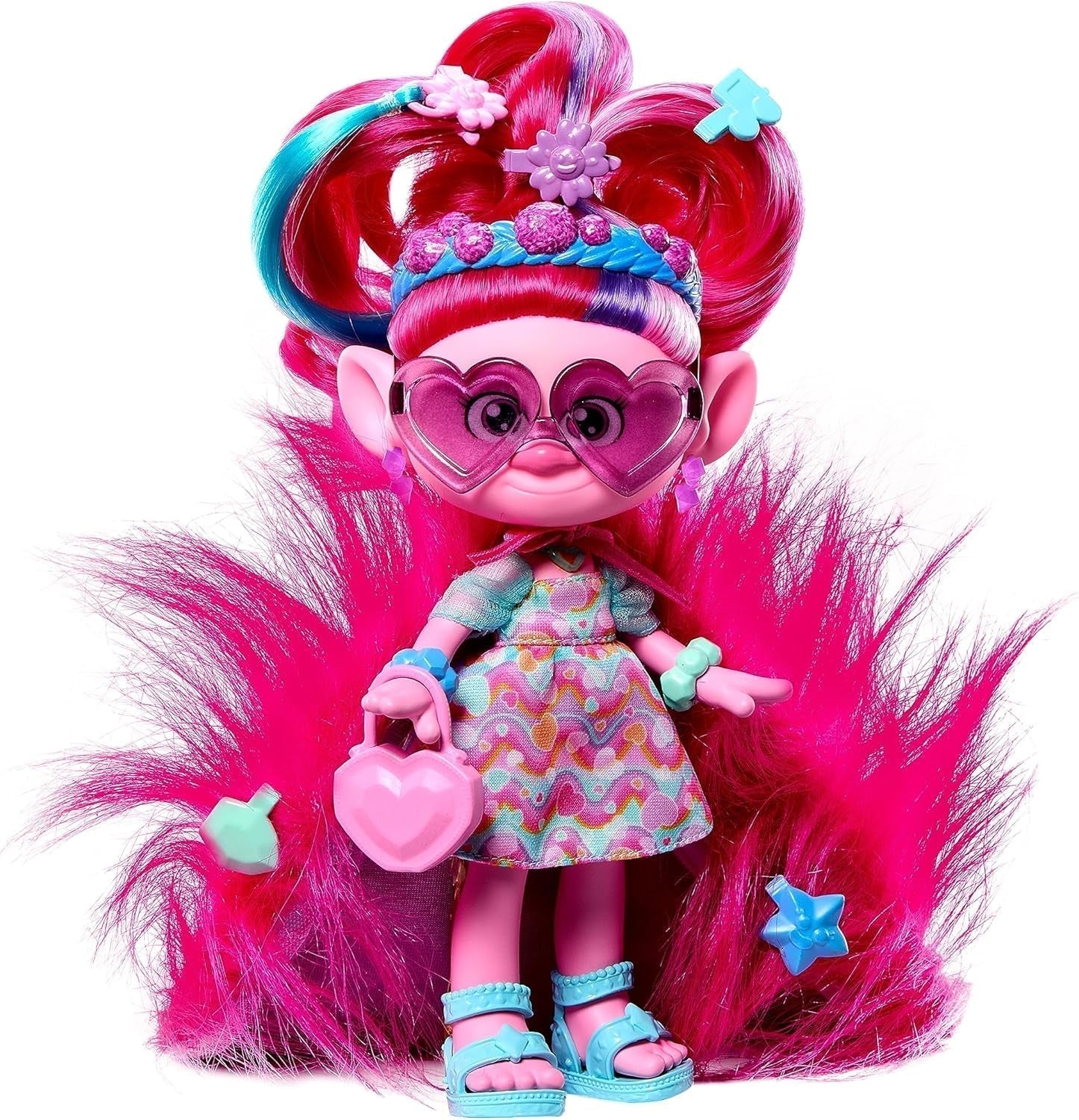 Mattel DREAMWORKS TROLLS Together Strong - Haarsmaakvolle Queen Poppy-modepop - 15+ accessoires, glitterkam, wasbare glittergel, vanaf 3 jaar HNF25 Naty Shop Poppy-poppen Pluche harig haar